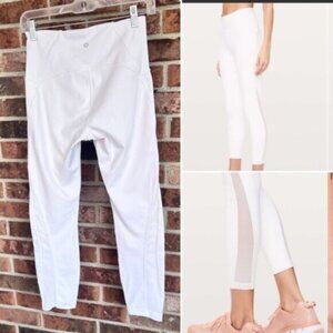 Lululemon  ^Train Times 7/8 Pant Leggings White  Full-On® Luxtreme Mesh EUC